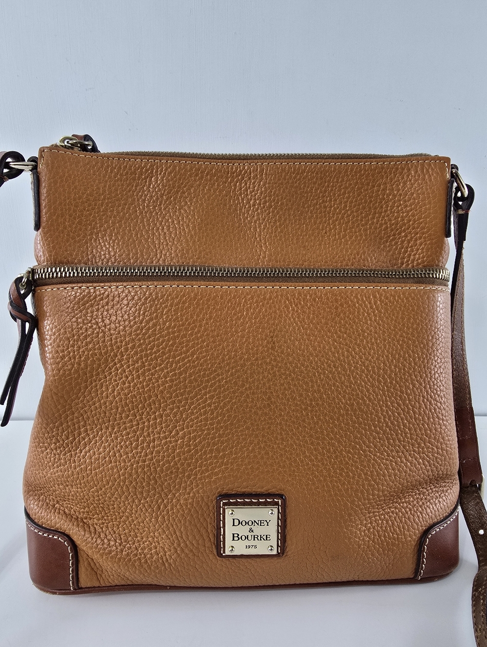 Dooney & Bourke Pebble Grain Crossbody North South Mail Bag Peanut Brittle Purse